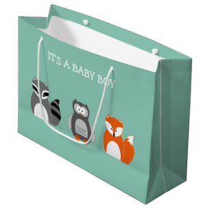 Grand Sac Cadeau Cute Woodland Animals C'est un bébé garçon