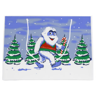 Grand Sac Cadeau Cute yeti christmas in forest