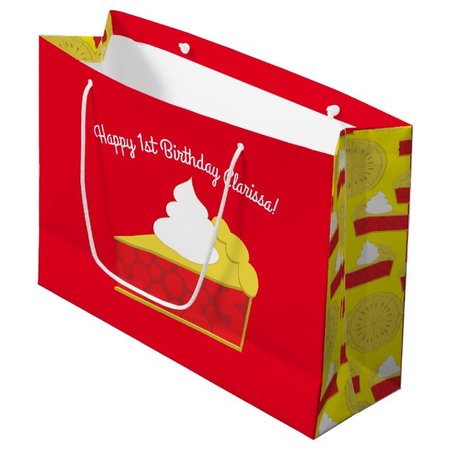 Grand Sac Cadeau Cutie Pie Cherry Anniversaire de enfant Party (Devant Angle)