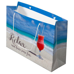 Grand Sac Cadeau Daiquiri à la fraise congelée sur la plage de sabl