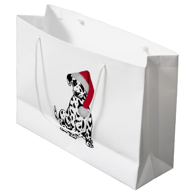 Grand Sac Cadeau Dalmatie de Noël (Devant Angle)