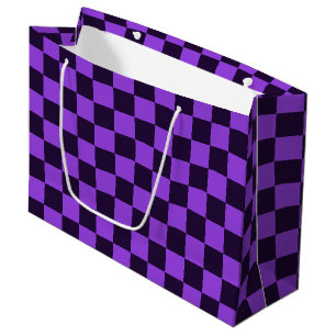 Grand Sac Cadeau Damier violet et lavande accrocheur