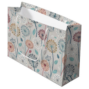 Grand Sac Cadeau Dandelion Whimsical - Rouge, Jaune, Blanc & Turquo