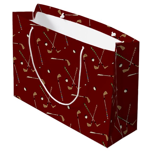 Grand Sac Cadeau Dark Red Classic Golf Club Motif de balle (Dos Angle)
