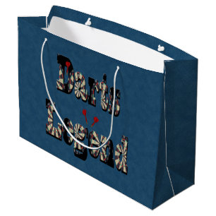 Grand Sac Cadeau Darts Legend Le Nom Sur Le Dénim Bleu Imprimer,