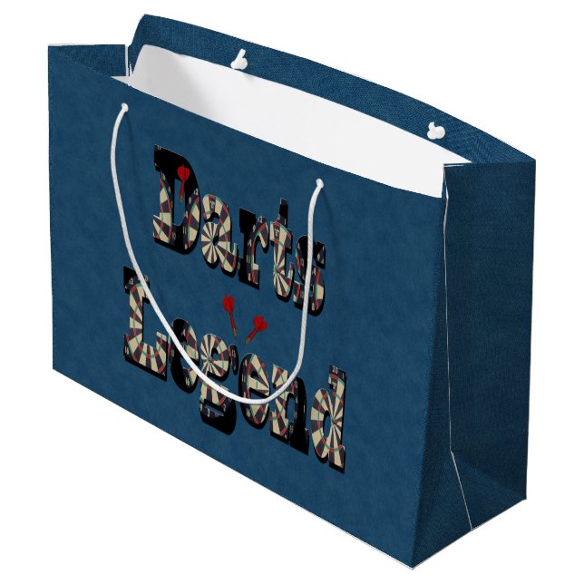 Grand Sac Cadeau Darts Legend Le Nom Sur Le Dénim Bleu Imprimer, (Dos Angle)