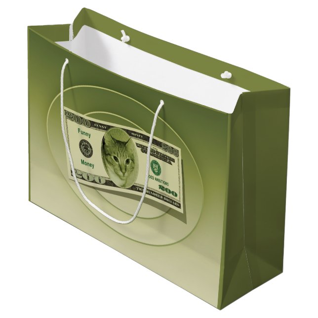 Grand Sac Cadeau De l'argent drôle (Devant Angle)