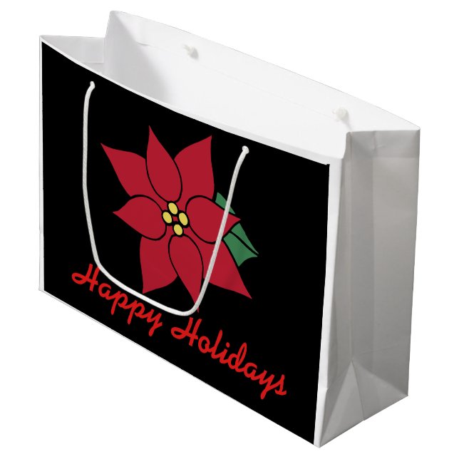 Grand sac cadeau de Noël Poinsettia (Devant Angle)