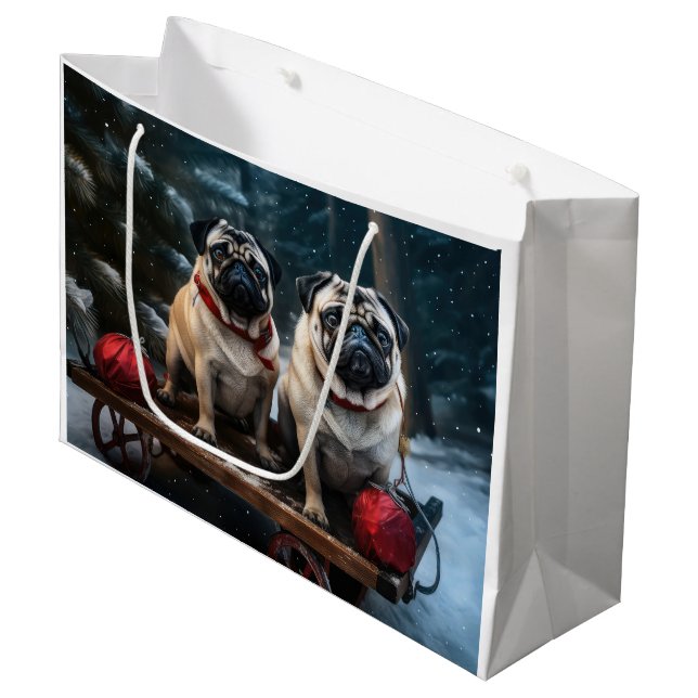 Grand Sac Cadeau Décor de Noël carlin Snowy Sleigh (Devant Angle)