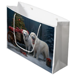 Grand Sac Cadeau Décor de Noël des Grands Pyrénées neige neige neig