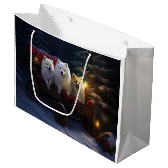 Grand Sac Cadeau Décor de Noël Eskimo Snowy Sleigh (Devant Angle)