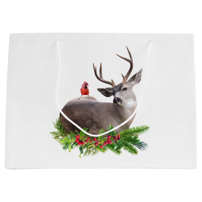 Grand Sac Cadeau Deer Red Bird Gift Bag (Devant)