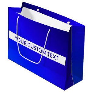 Grand Sac Cadeau Dégradé bleu et texte modifiable sur bande blanche