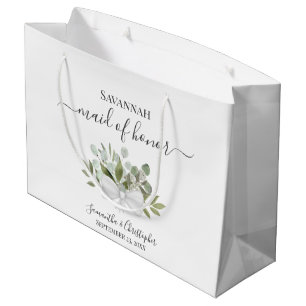 Grand Sac Cadeau Demoiselle d'honneur de mariage aquarelle rustique