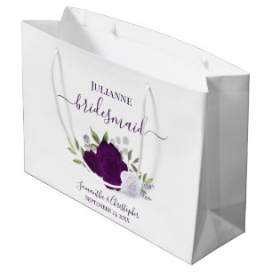Grand Sac Cadeau Demoiselle d'honneur de mariage aux roses aquarell
