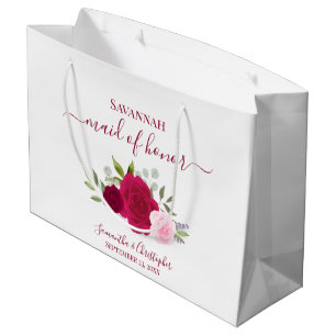 Grand Sac Cadeau Demoiselle d'honneur de mariage aux roses boho mag
