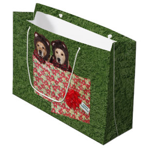 Grand Sac Cadeau Des Nounours d'or pour un voyage de Noël