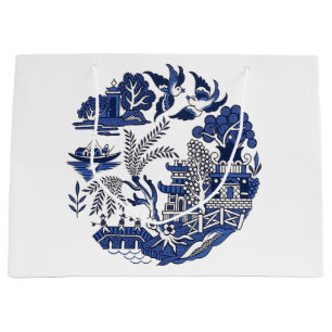 Grand Sac Cadeau Design classique de saule bleu