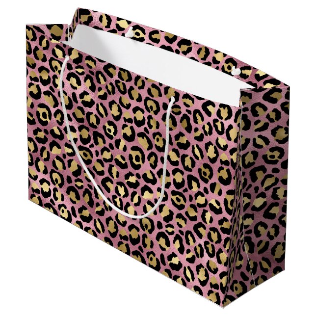 Grand Sac Cadeau Design de série Leopard rose et or 15 (Dos Angle)