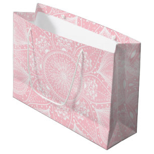 Grand Sac Cadeau Design élégant de mandala blanc