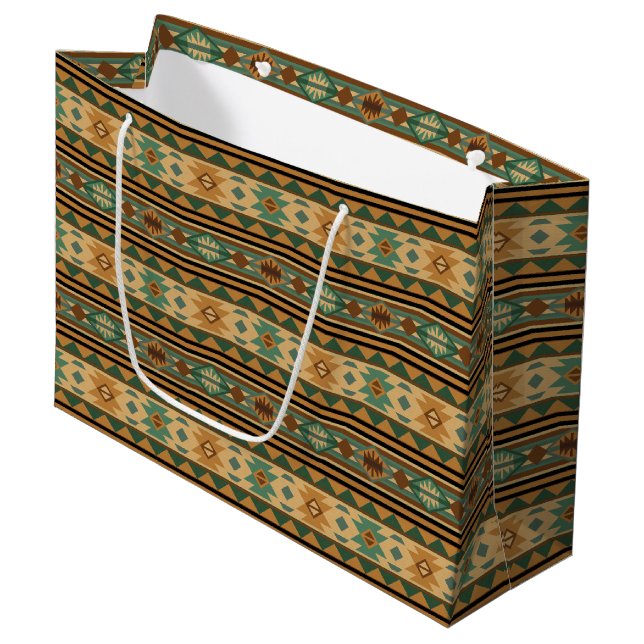 Grand Sac Cadeau Design Sud-Ouest Vert Tan Brown (Devant Angle)