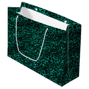 Grand Sac Cadeau Design turquoise et Gold Leopard Series 5