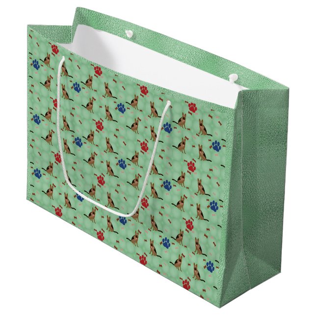 Grand Sac Cadeau Dessin allemand Berger Chien (Devant Angle)