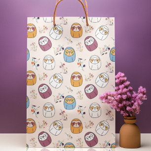 Grand Sac Cadeau Dessin de la fente à sommeil multicolore