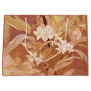 Grand Sac Cadeau Détail floral Art nouveau d'Alphonse Mucha