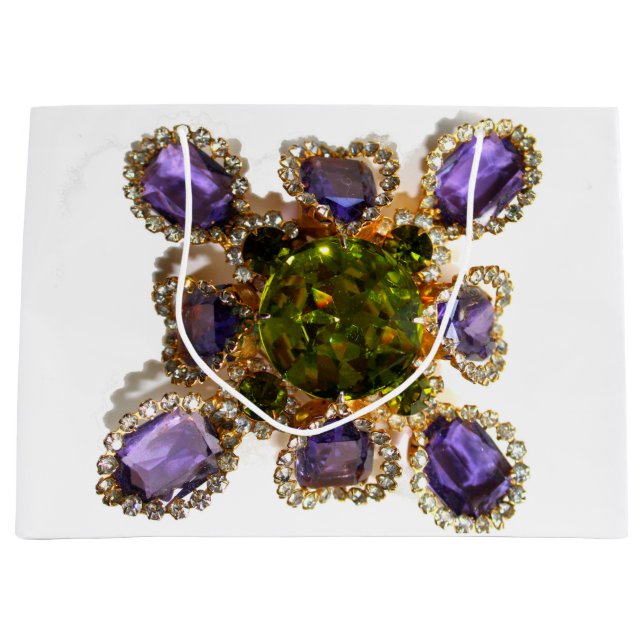 Grand Sac Cadeau Diamants d'améthyste violet Emeralds bijoux (Devant)