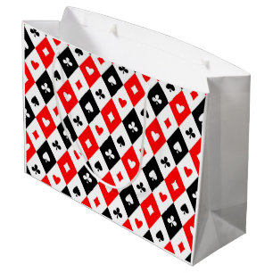 Grand Sac Cadeau Diamonds Coeurs Pique Clubs Jouer Cartes Motif