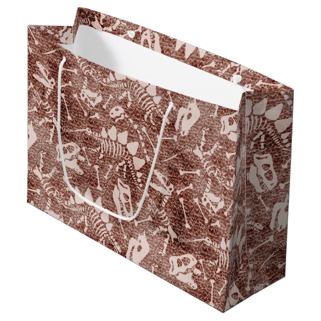 Grand Sac Cadeau Dino Dig brown (Devant Angle)