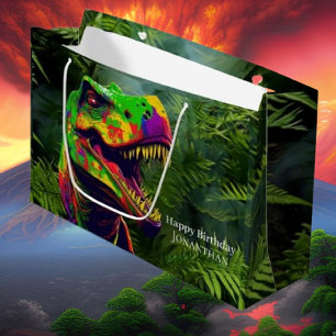 Grand Sac Cadeau Dino heureux Anniversaire enfants Jungle