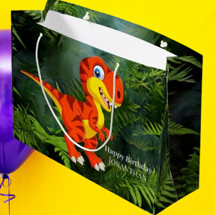 Grand Sac Cadeau Dinosaure Brown T Rex Jurassique