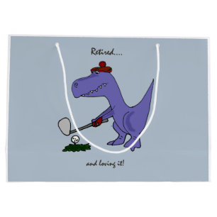 Grand Sac Cadeau Dinosaure retiré de Trex jouant au golf