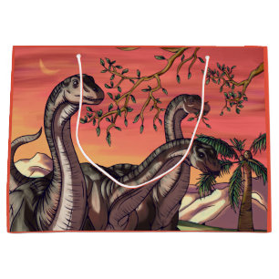 Grand Sac Cadeau Dinosaures au crépuscule