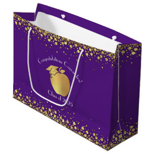 Grand Sac Cadeau Diplôme d'enseignement Purple Gold