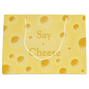 Grand Sac Cadeau "Dis Fromage" Belle Fromage Jaune Holey Cutomizabl