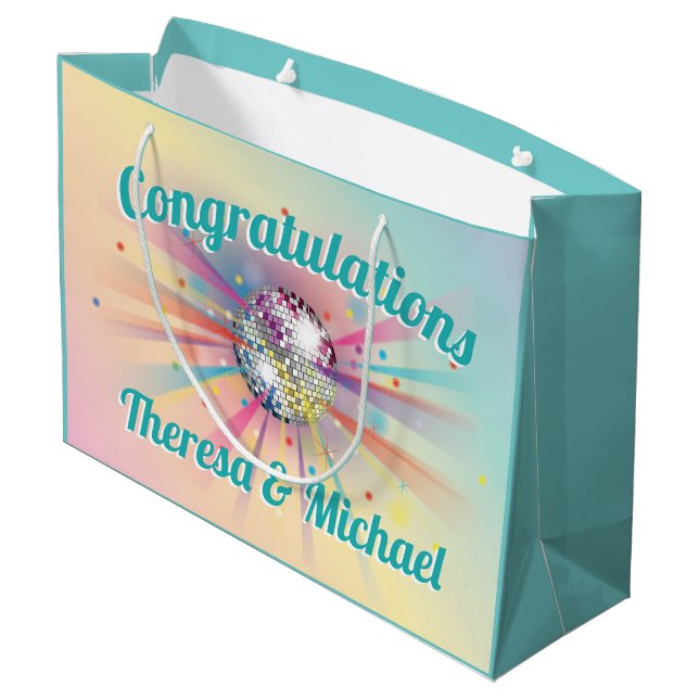 Grand Sac Cadeau Disco Ball Baby shower Super Pastel Rainbow (Dos Angle)