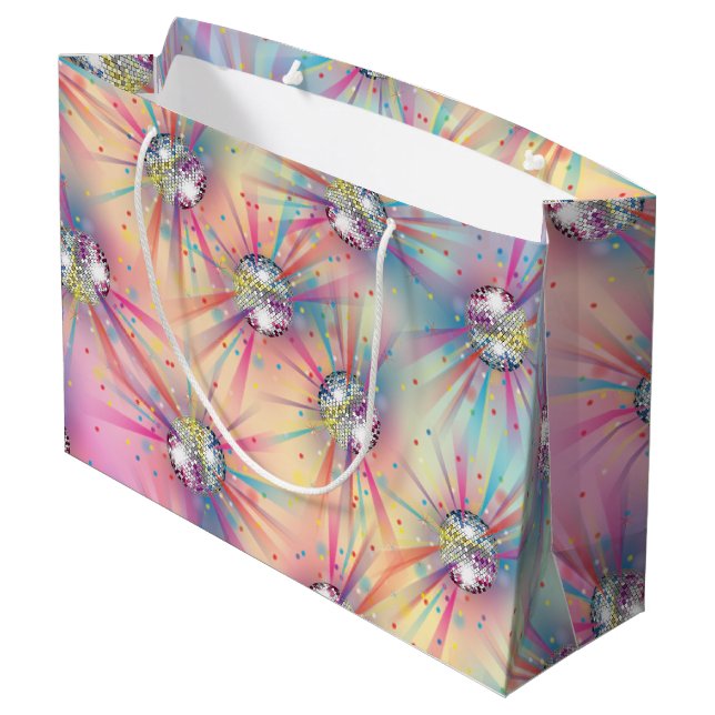 Grand Sac Cadeau Disco Ball Baby shower Super Pastel Rainbow (Dos Angle)