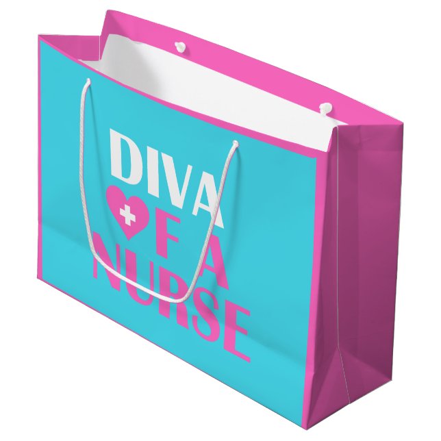 GRAND SAC CADEAU "DIVA D'UNE INFIRMIÈRE" (Devant Angle)