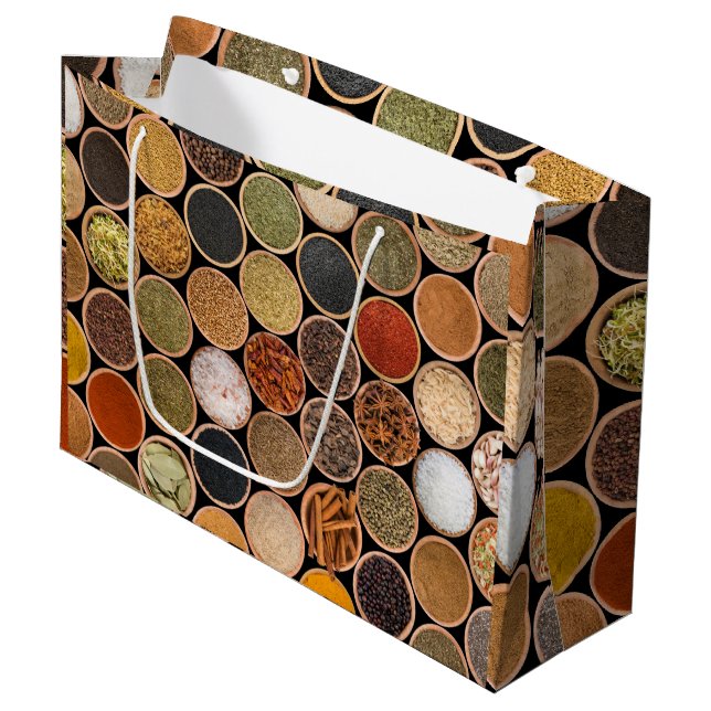 Grand Sac Cadeau Diverses épices et ingrédients alimentaires (Devant Angle)