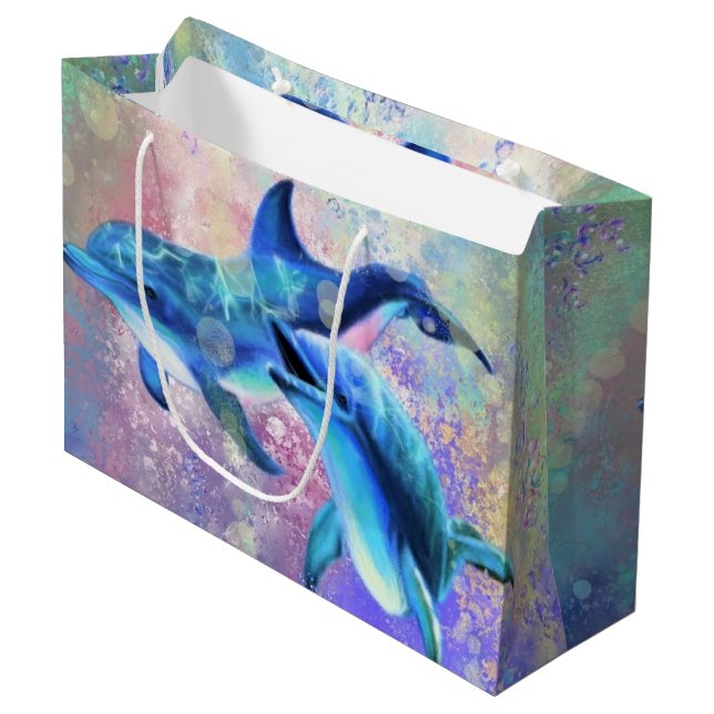 Grand Sac Cadeau Dolphin couple venin Bag Love (Devant Angle)