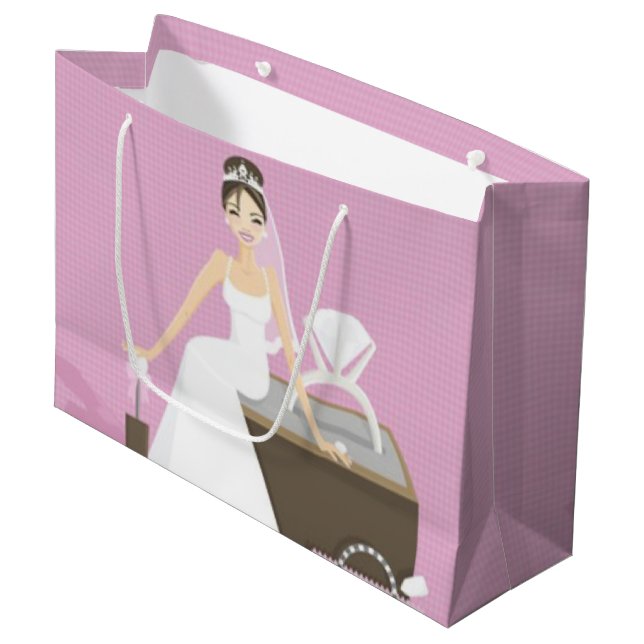 Grand Sac Cadeau douche de mariée assise (Devant Angle)