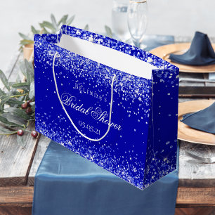 Grand Sac Cadeau Douche nuptiale bleu nom mariage