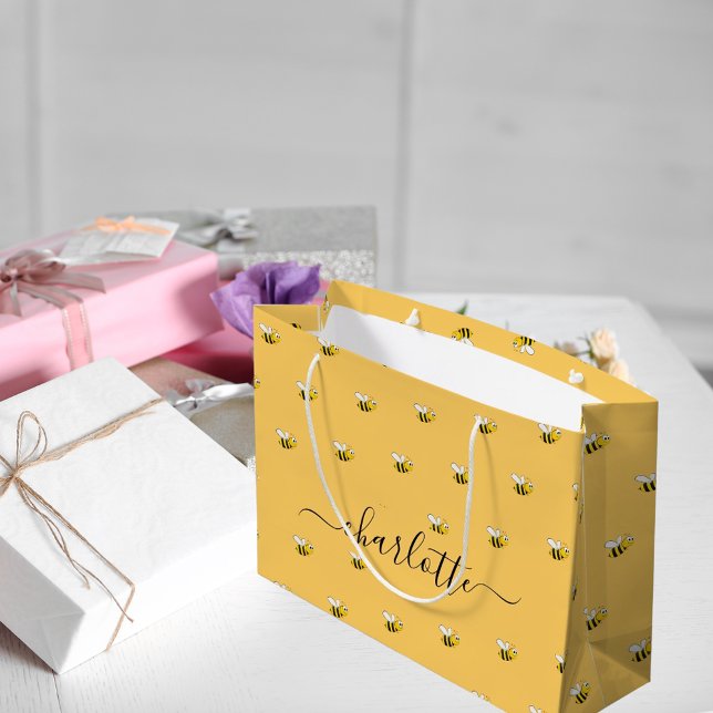 Grand Sac Cadeau Douche nuptiale mignonne joyeux bosse abeilles mon (Créateur téléchargé)