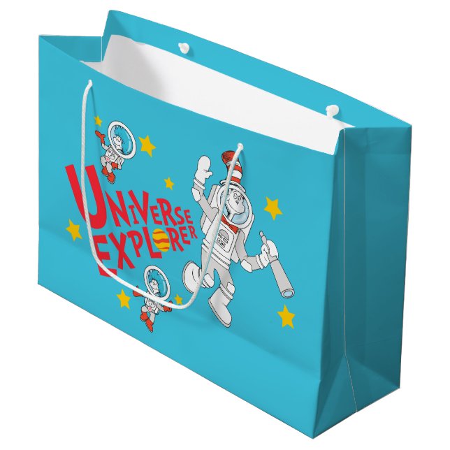 Grand Sac Cadeau Dr Seuss | Chat dans l'Explorateur d'univers Casqu (Devant Angle)