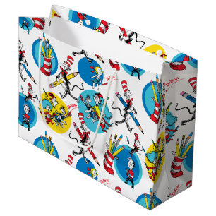 Grand Sac Cadeau Dr. Seuss Personnages avec des crayons motif