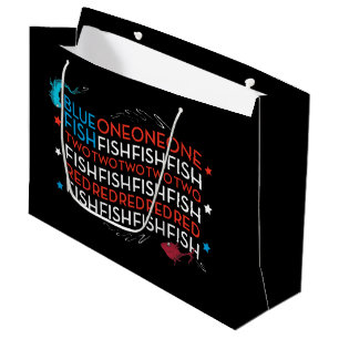 Grand Sac Cadeau Dr. Seuss Poisson Rouge Poisson Bleu Graphique d
