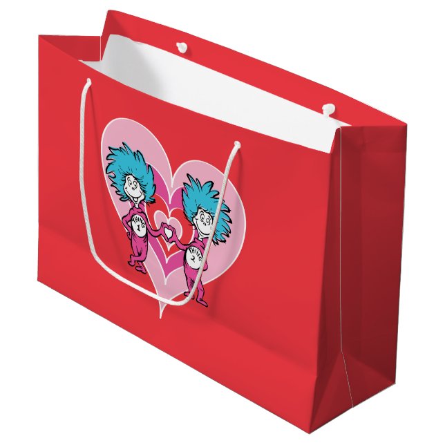 Grand Sac Cadeau Dr. Seuss Valentine | Chose une chose deux (Devant Angle)